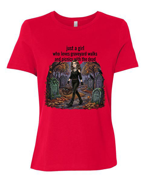 Lisa's Little Shoppe “Girl Who Loves Graveyard Walks Picnics With The Dead" Tee