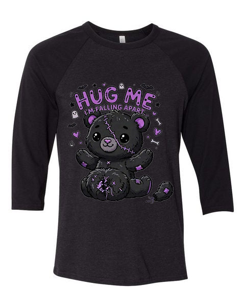 Lisa's Little Shoppe Stitched Teddy Bear “Hug Me I’m Falling Apart” Baseball Tee