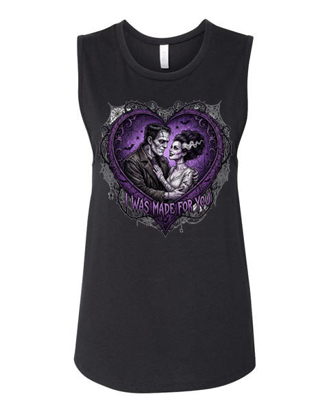 Lisa's Little Shoppe I Was Made For You – Frankenstein & Bride Tank Top 💚⚡🖤