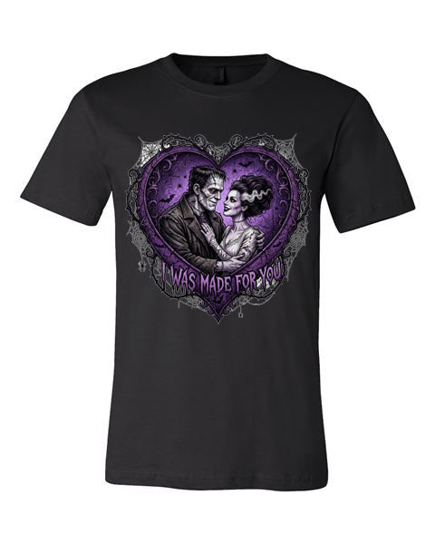 Lisa's Little Shoppe I Was Made For You – Frankenstein & Bride Tee 💚⚡🖤