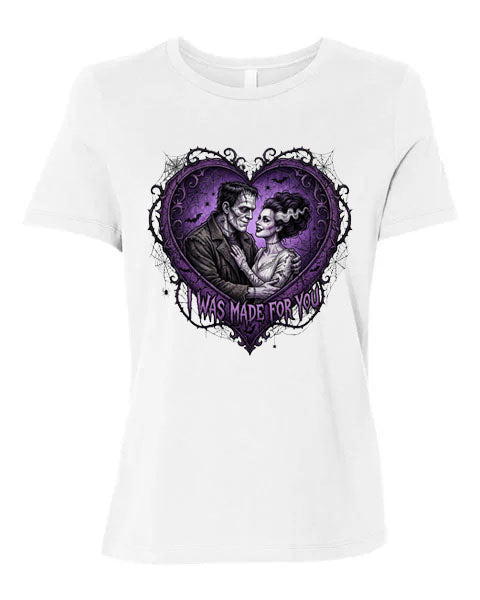 Lisa's Little Shoppe I Was Made For You – Frankenstein & Bride Tee 💚⚡🖤