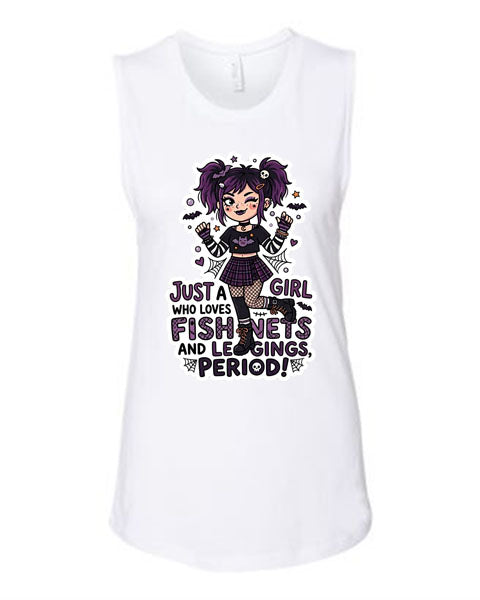 Lisa's Little Shoppe Tank Top – “Just a Girl Who Loves Fishnets and Leggings. Period!” 🖤