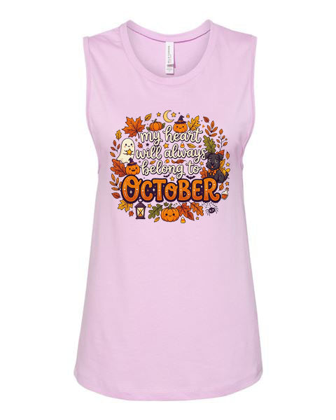 Lisa's Little Shoppe Heart Will Always Belong to October Spooky Cute Tank Top