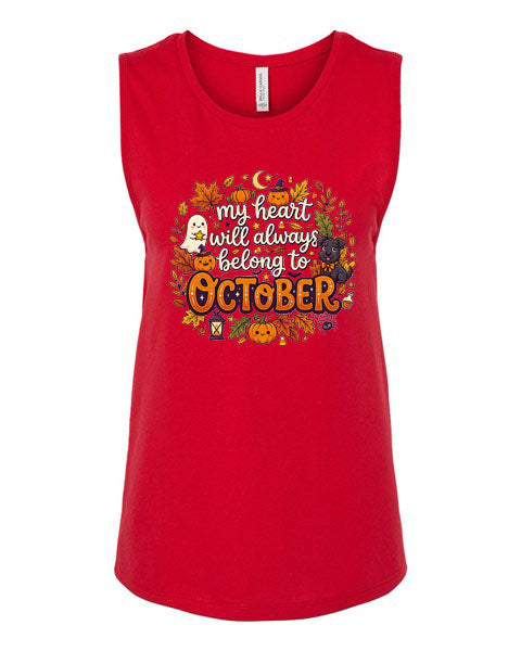 Lisa's Little Shoppe Heart Will Always Belong to October Spooky Cute Tank Top