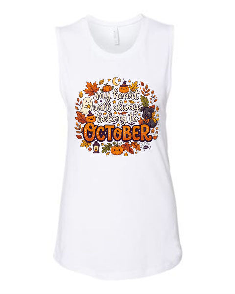 Lisa's Little Shoppe Heart Will Always Belong to October Spooky Cute Tank Top