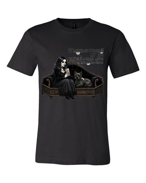 Lisa's Little Shoppe Cuddling My Dog Horror Movie & Iced Coffee Tee
