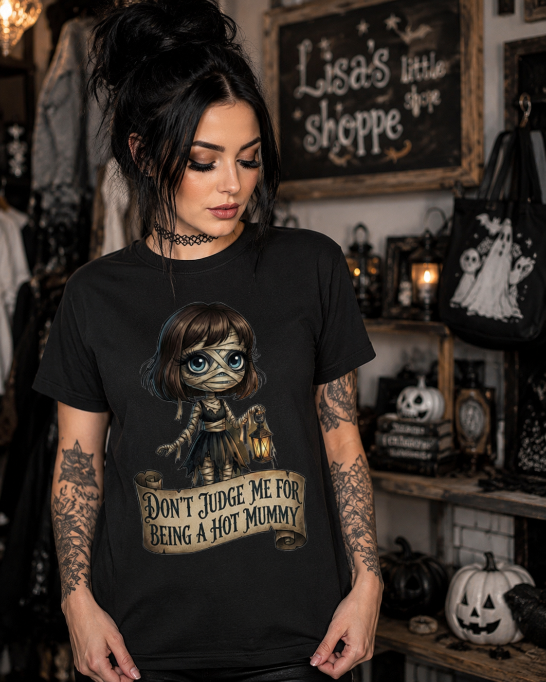 Lisa's Little  Shoppe Don't Judge Me For Being a Hot Mummy Tee