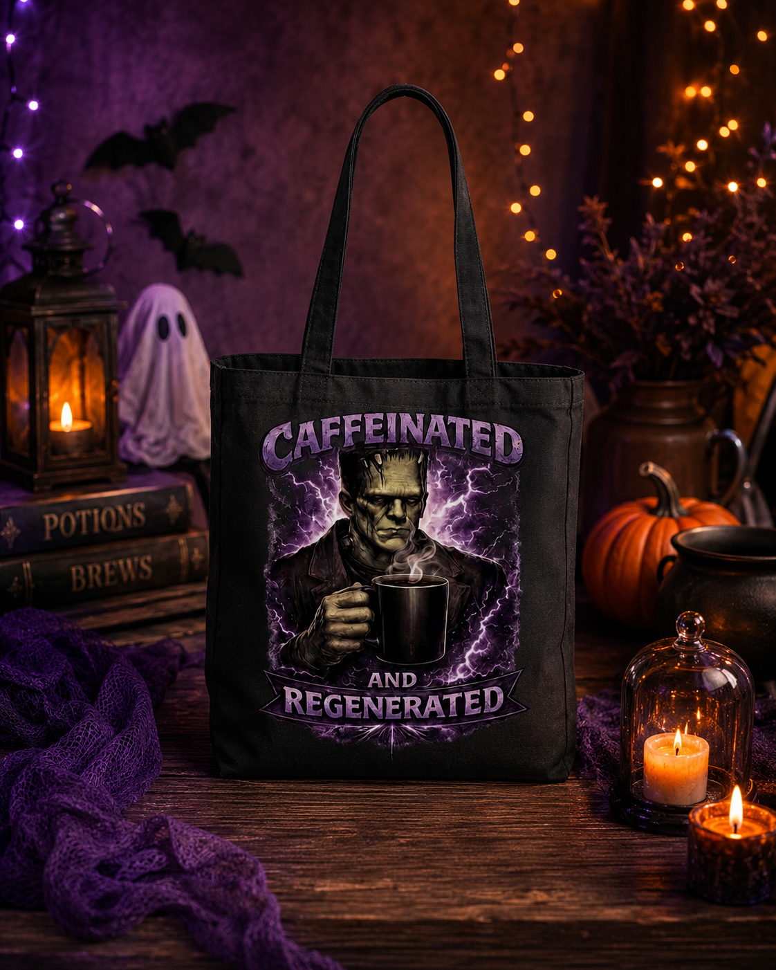 Lisa's Little Shoppe Caffeinated & Regenerated  Tote Bag